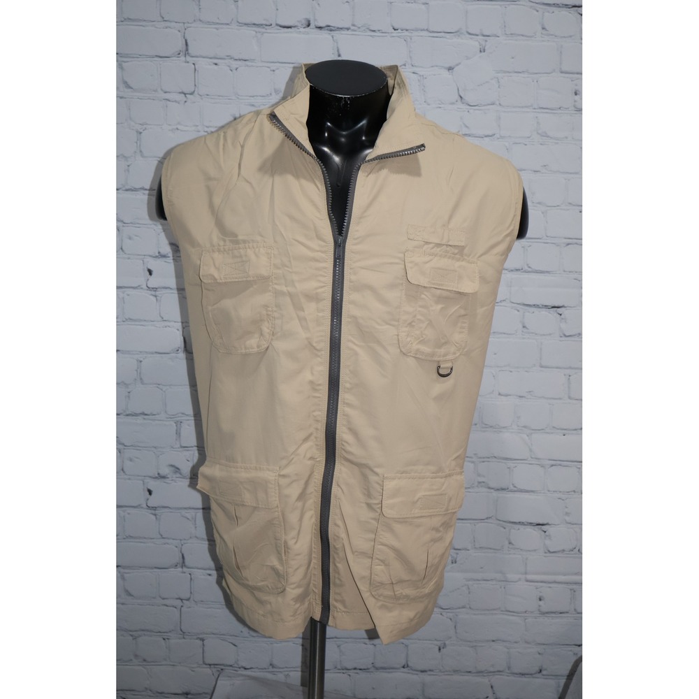 Clearwater Outfitters Fishing Vest Mens XL Tan Multi-Pocket Outdoor Utility Zip